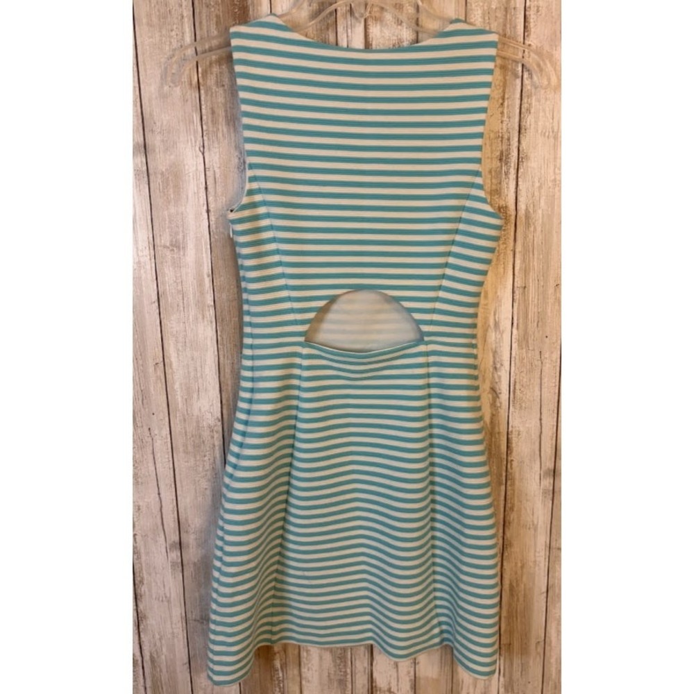 Lilly Pulitzer Striped Sheath Dress Womens XS Turquoise White Excellent Cutout - Picture 8 of 9